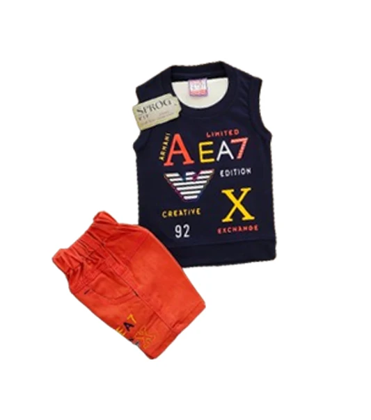 Hot Selling Summer 2pcs Kids Outfits Short Sleeve T-shirt and Shorts Plaid Casual Children Boy Clothes Set
