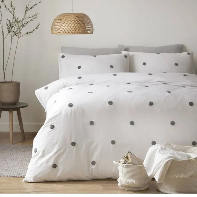 White Color dot printed Duvet Covers with pillowcase Twin comforter floral size Most Popular Luxury Cotton Hotel duvet bed cover