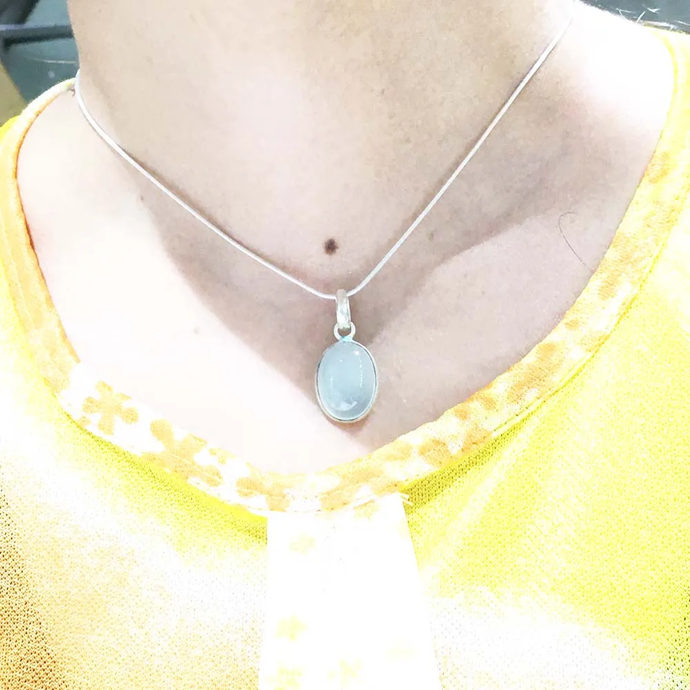 Popular Design Aqua Chalcedony Gemstone 925 Sterling Silver Pendants Jewelry Wholesale Online Sterling Silver Gemstone Pendants