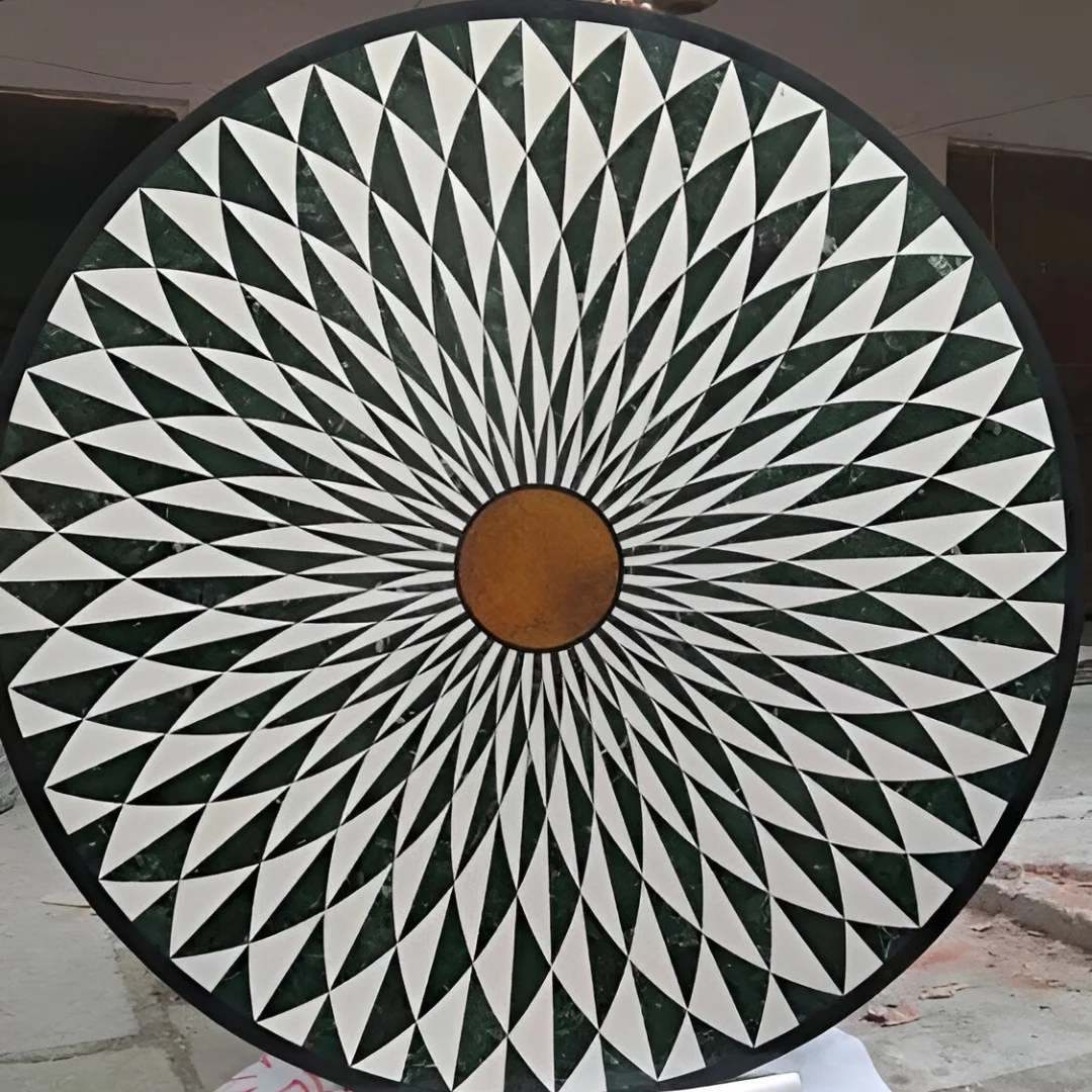 Geometric Design Luxury Marble Flooring Medallion & Coffee Table Top Elegant Flower Inlay Work Octagon Shape for home decor