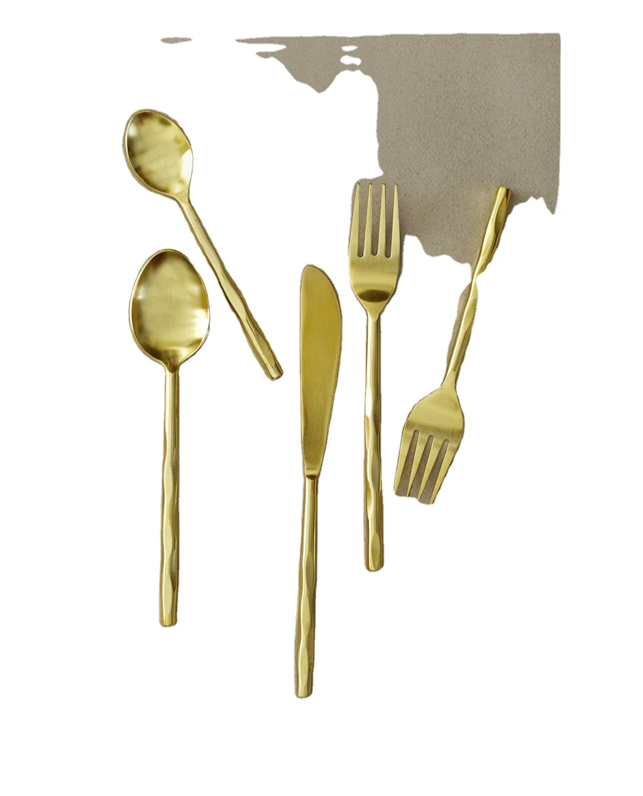 Luxury Gold Plated Cutlery Set of 5 Metal Flatware Set of 4 New Metal Flatware In Wholesale Price New Spoon And Fork