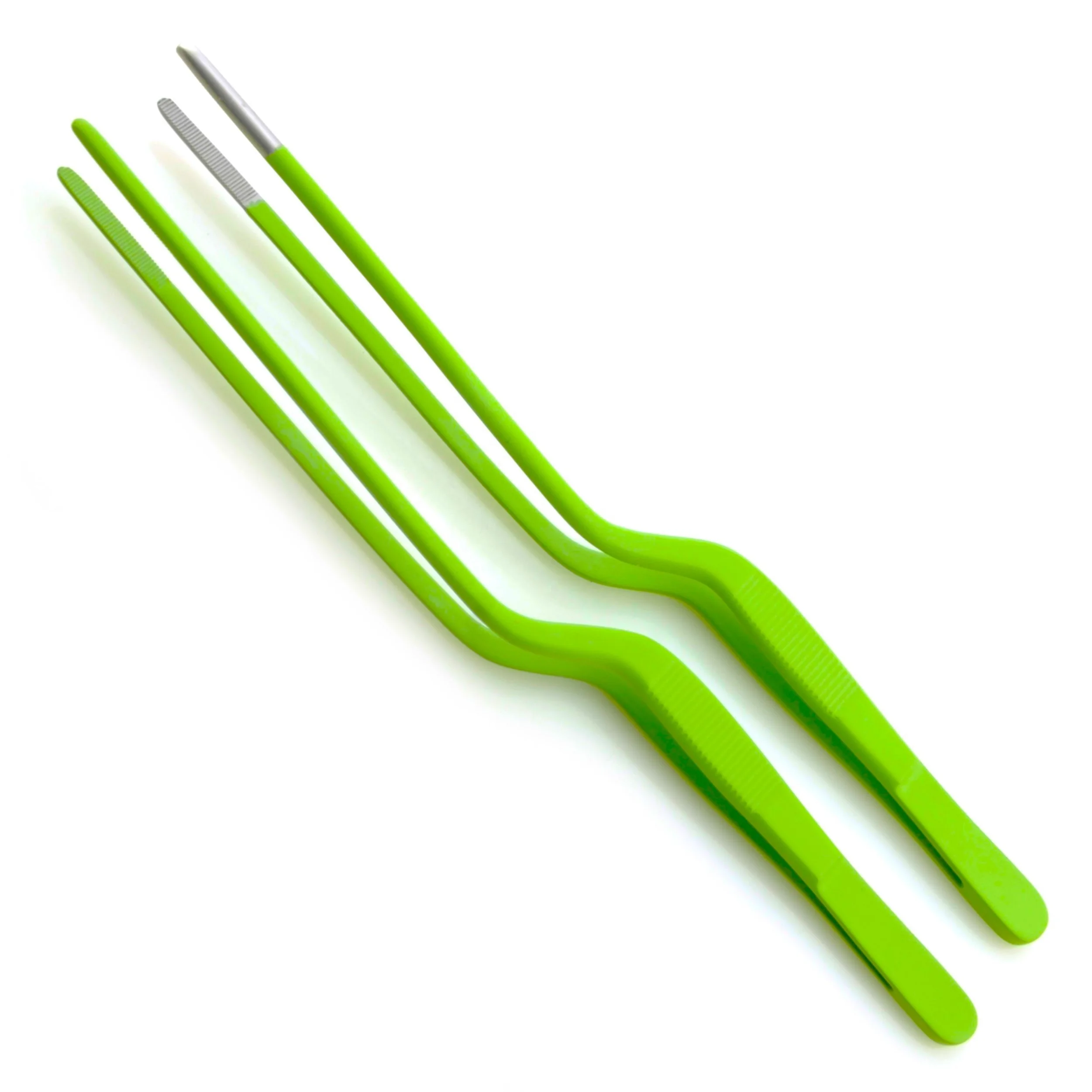 Kounain Culinary Stainless Steel Serving Tongs offset Serrated Chefs Kitchen Tweezers Pastel ultra Green Non Slip Grip 20.5cm