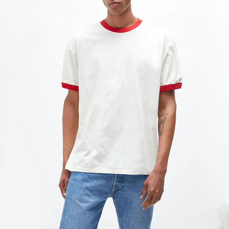 oem custom unisex ringer t shirt manufacturers odm retro cotton round neck t shirts ringer t shirts