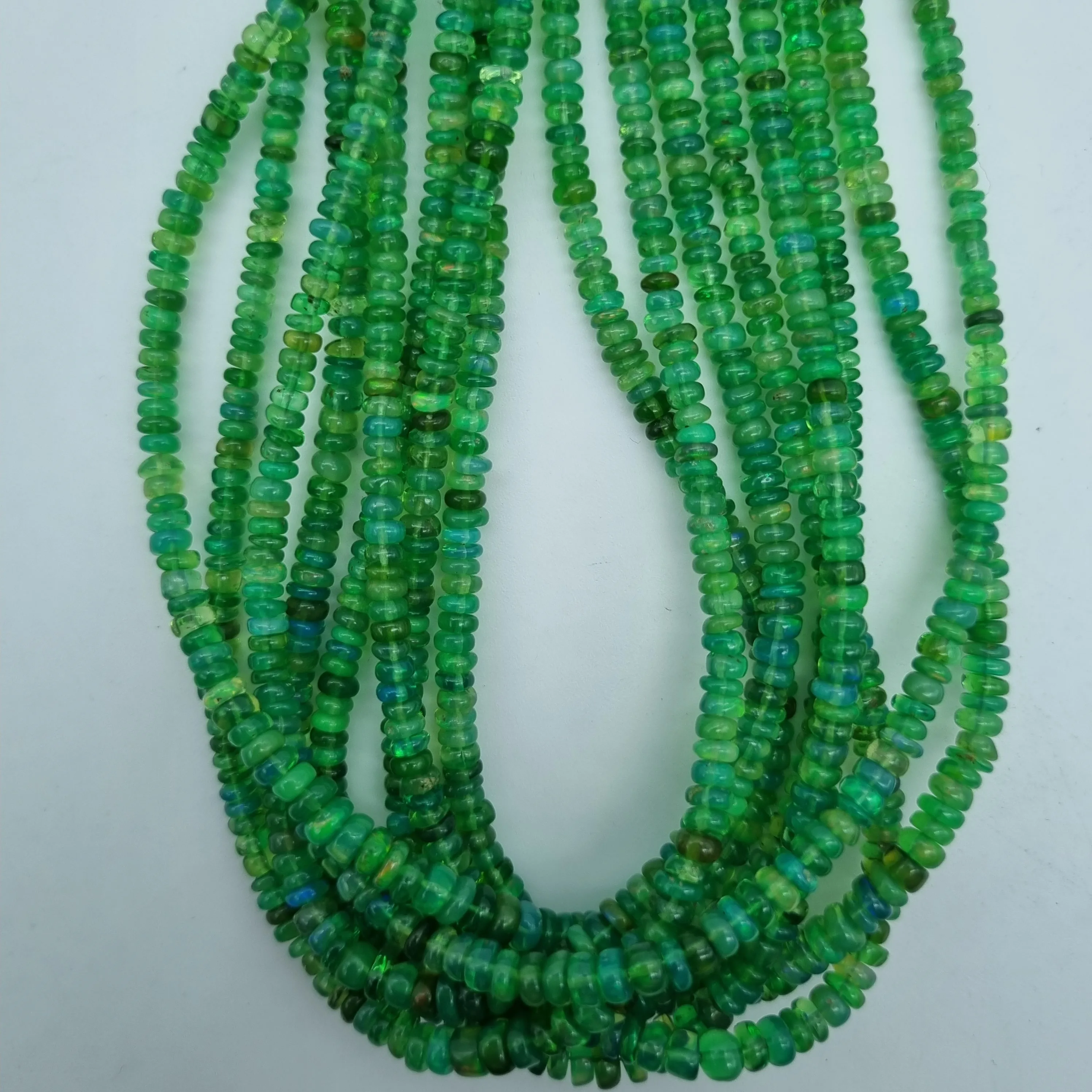 Most Selling  AAA Green Colour Ethiopian Opal Smooth Rondelle  Beads At Best Price By Factory For Jewelry