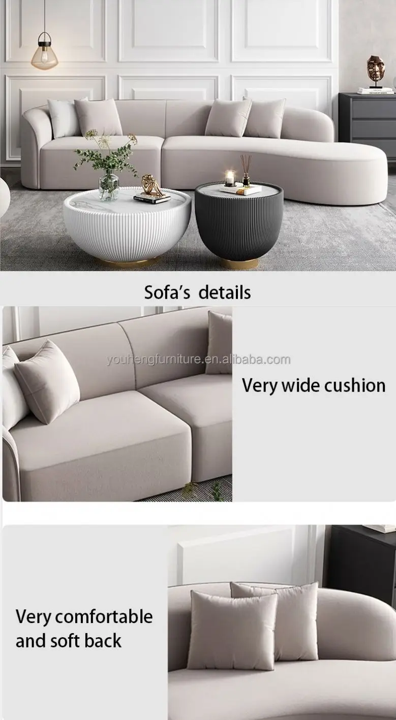 S Shaped Dining Sleeping Turkish Home Furniture High Density Foam Luxury Stainless Steel Custom Loveset Fabric Sleeper Sofa Set