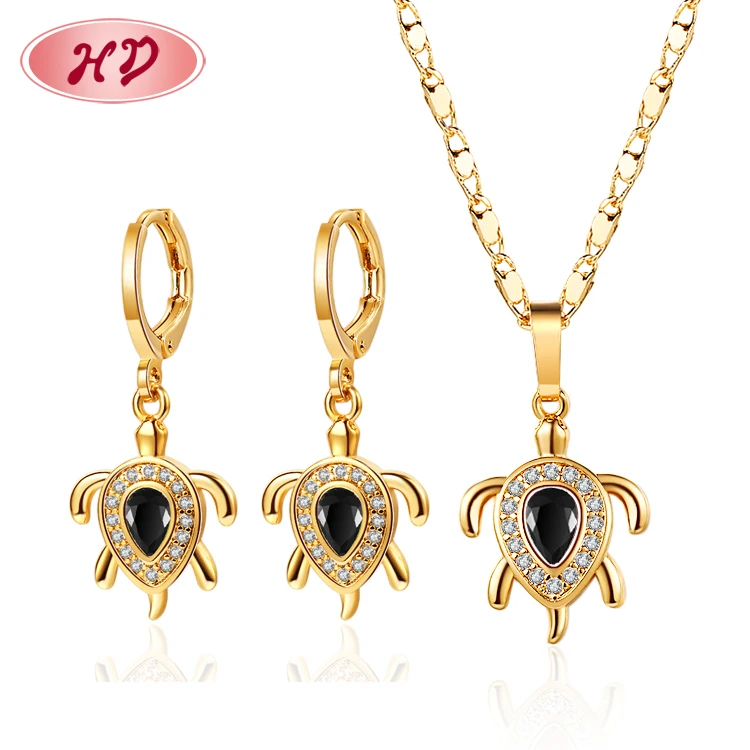new jewelry arrivals 2022 tortoise turtle pendant necklace and earrings sets 2pcs 18k gold plated over brass jewellery for women