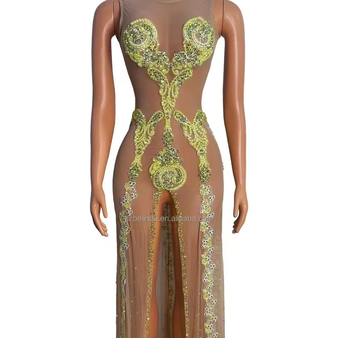 Fashion Tassels Mirrors Waist Design Leotard Performance Dance Costume Bodysuit Silver White Sexy Backless  Singer Clothing