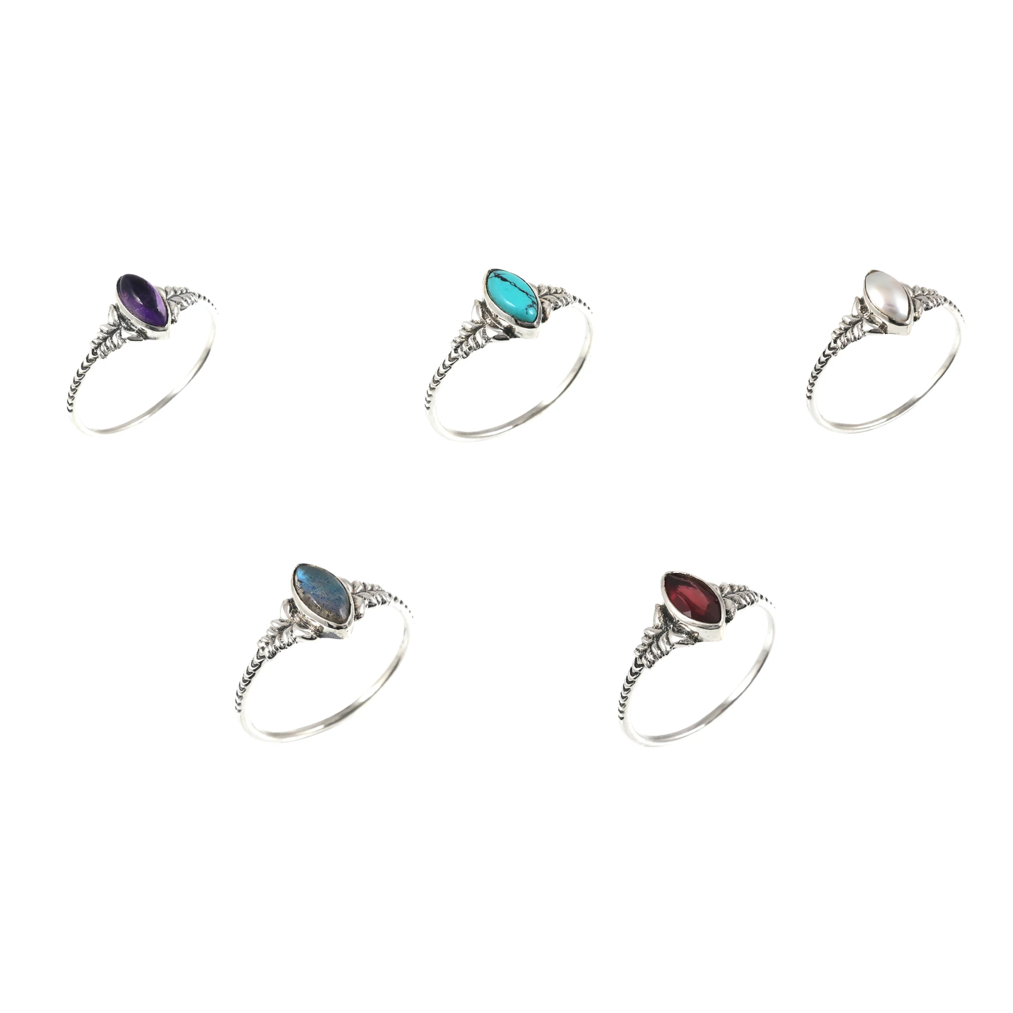 Minimal Nature Silver Jewelry Ring Wholesale Garnet and Natural Gemstone for Wedding and Party