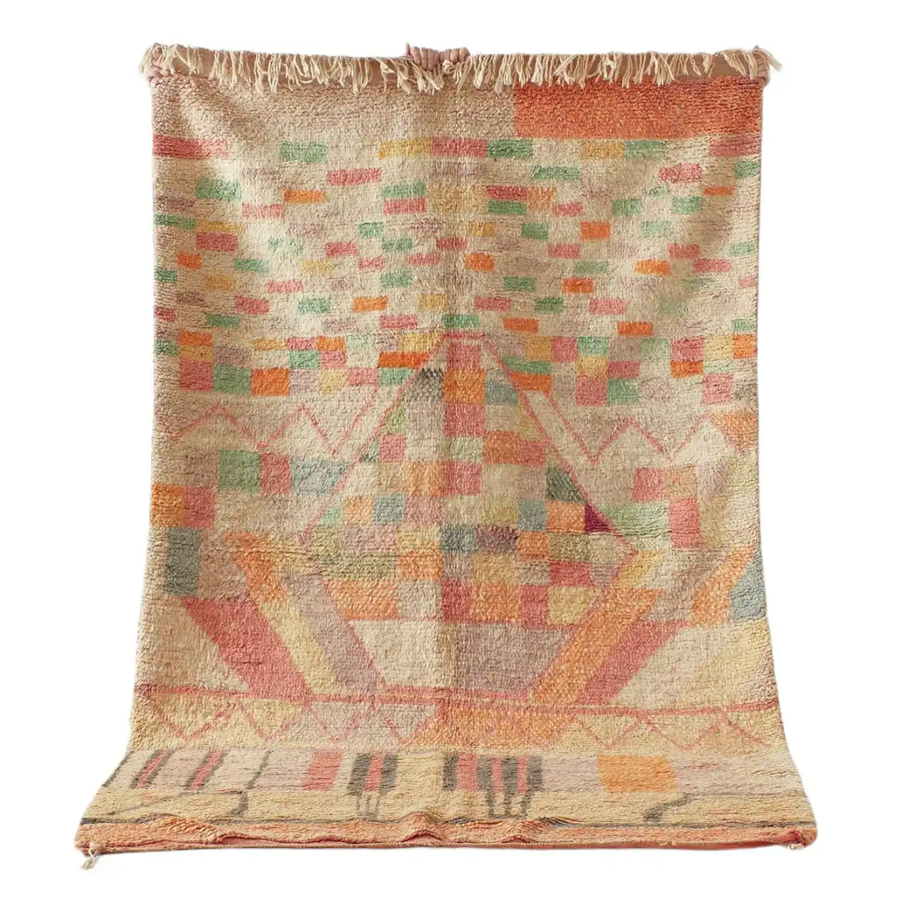 Handmade Authentic Moroccan Beni Ourain Rug Carpet , Azilal Rug, Tapis