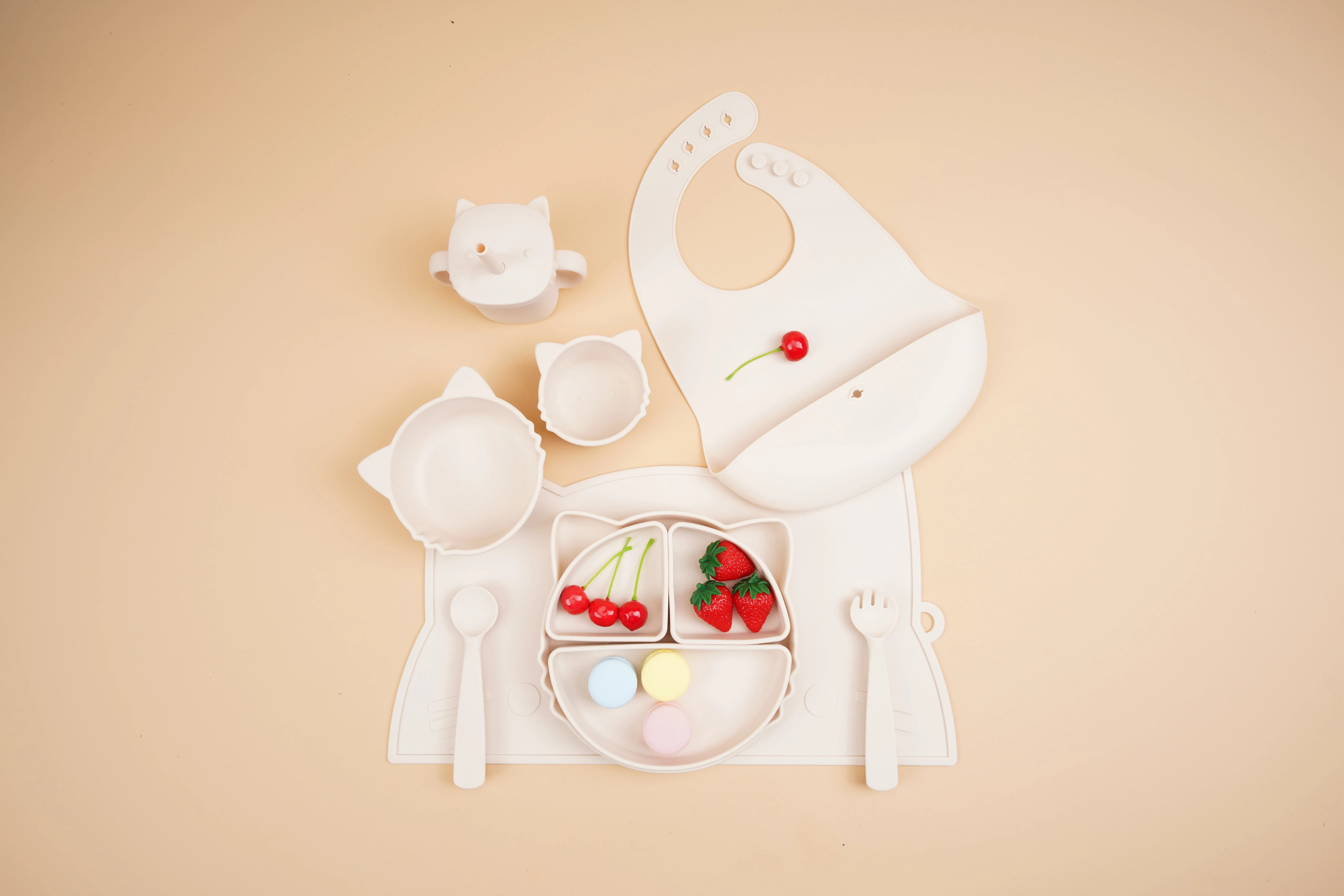 8 Pcs Baby Suction Bowl Feeding Silicone Set With Spoon And Fork Baby Feeding Set - Buy Set Baby Feeding