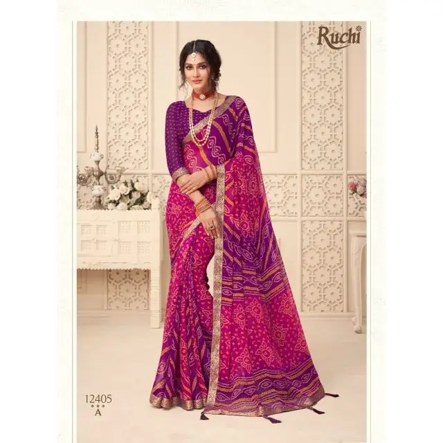 Шифоновое сари с блузкой и кисточками