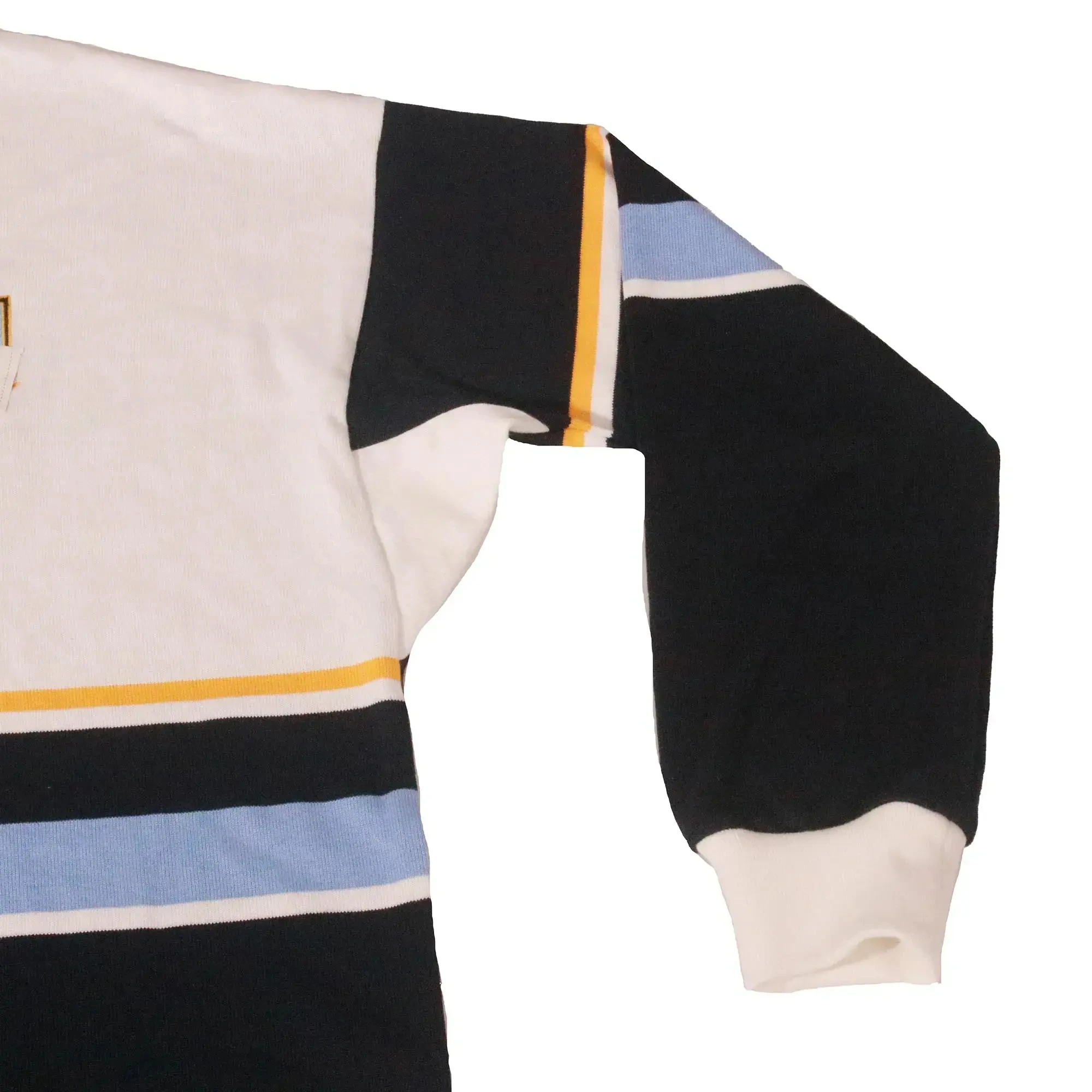 Traditional Knitted Rugby Jersey with Triangle Patch CVC Cotton Loop Placket Long Sleeve Rugby Shirt Rugby Jumper
