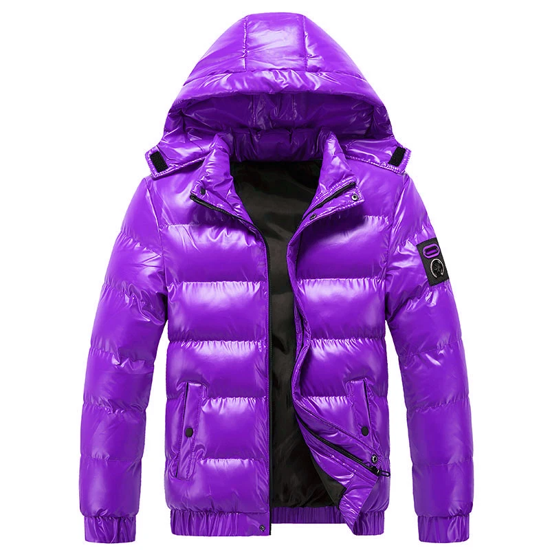 Wholesale Warm Thicken Full Zip up Water Proof Puff Jacket Warm Winter Plain Quilted Hooded Padded Outwear Men Zip up  All Sizes