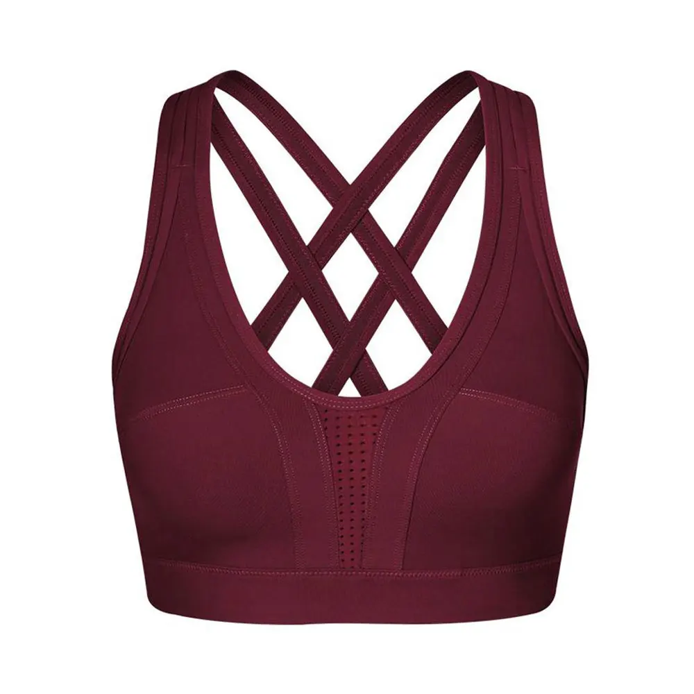 High Quality Designer Custom Nylon Spandex Fitness Yoga Wear gym clothes Workout Adjustable Strap Sports Bra For Women