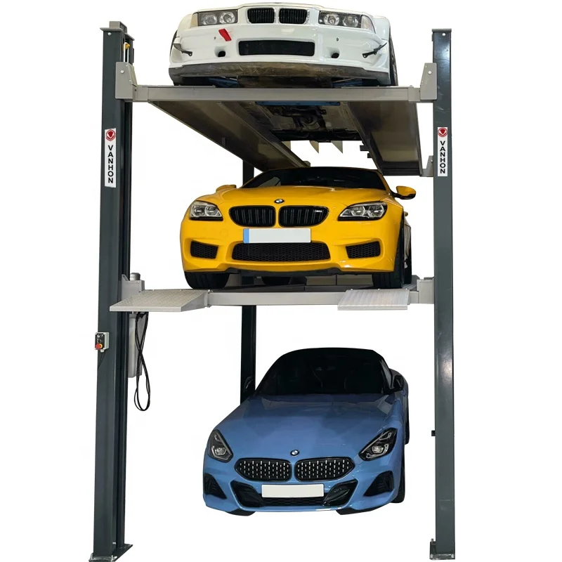 Factory price 4 post triple stacker car parking lift 3 level car stacker