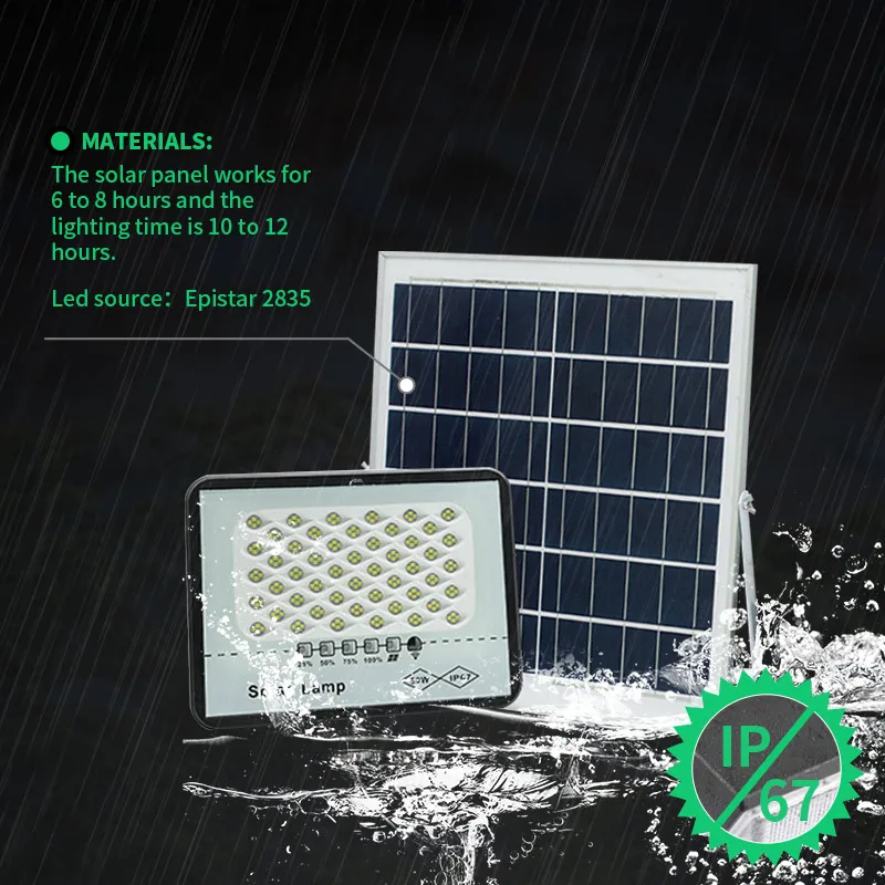 Die-Cast Aluminum Housing Remote Control IP67 Waterproof Outdoor Garden 50W 100W 200W 300W 400W 500w LED Solar Flood Light