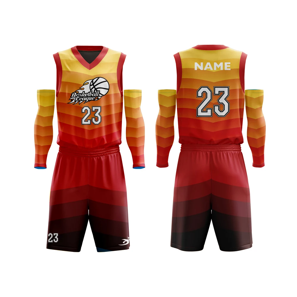 2022 New Design Basketball Uniform Black And Orange Basketball Jersey Sport Wear Basketball For children
