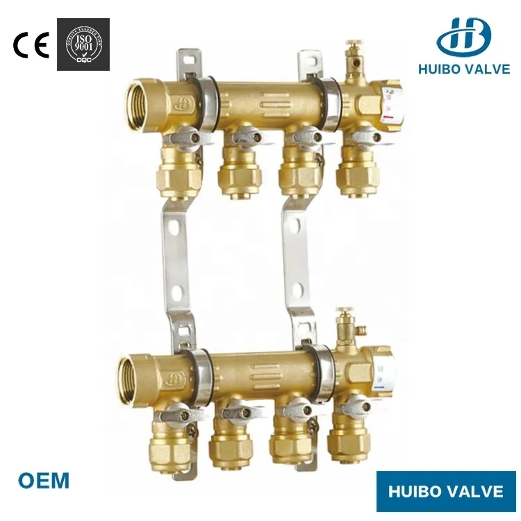 High Quality Brass Water Distribution Manifold  Floor Heating HVAC Manifold