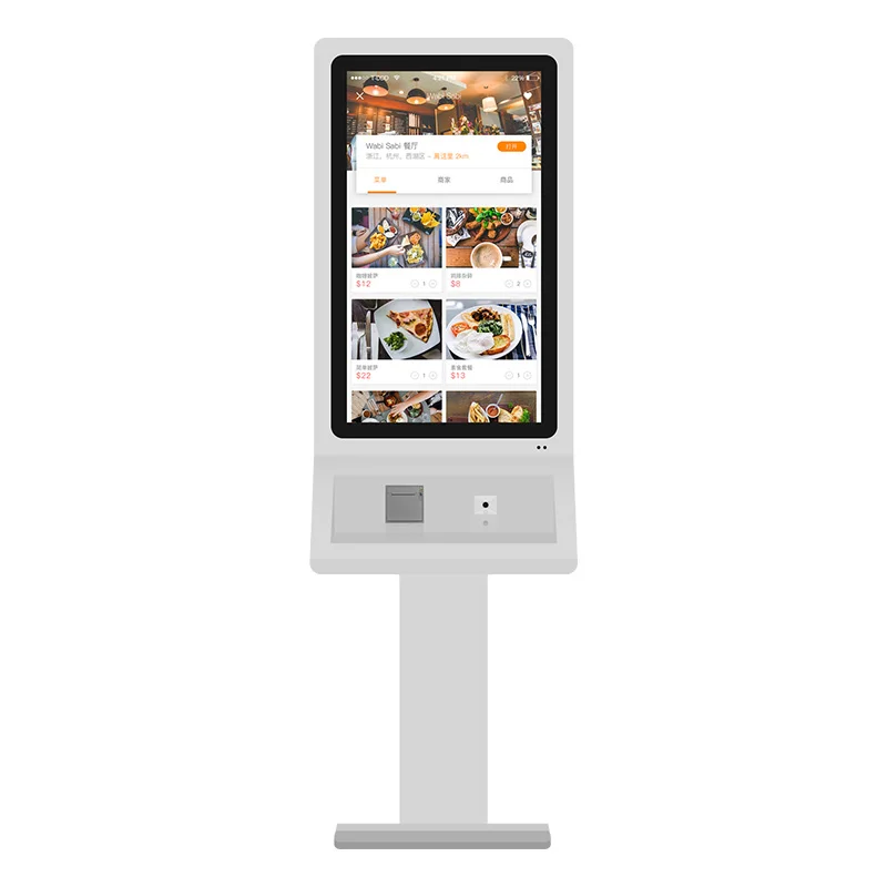 digital self service ordering kiosk lcd monitor fast food store restaurant use digital signage advertising player display