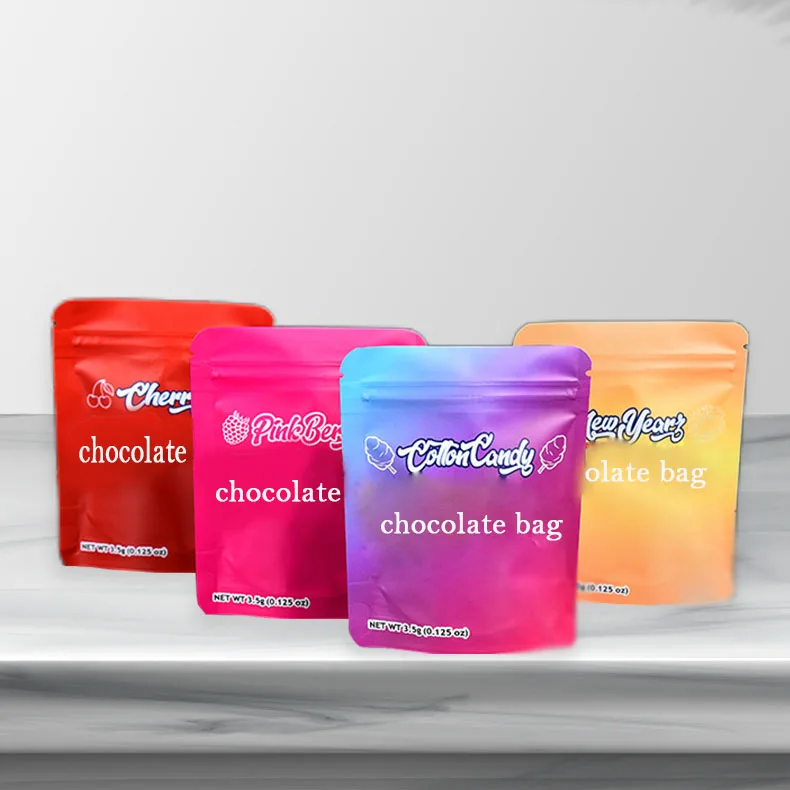 High Quality Matte Aluminum Foil Stand Up Zipper Pouch Candy Peanut Chocolate Bar Packaging Chocolate Bags