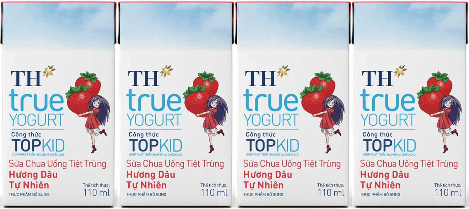 TH True Yogurt -TOPKID Formula - UHT Drinking Yogurt - Natural Strawberry Flavor 110mlx48 Fruity Yogurt