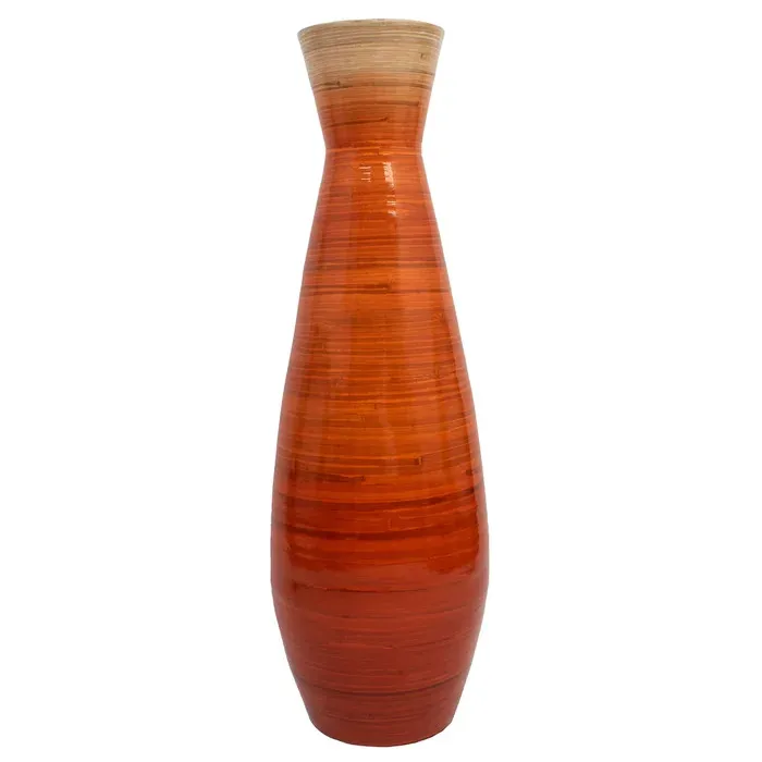 2022 hot trend Vietnam handmade glossy coiled bamboo lacquer vase extra large size