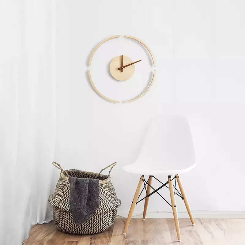 Modern Design Glass & Wooden Wall Clock Round Shape Natural Wooden & Tampered Glass Wall Clock  Silent Wall Decorative Clock