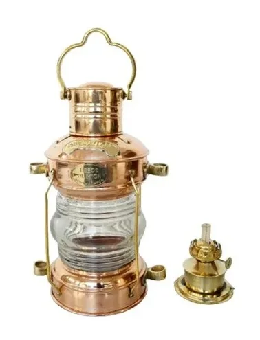 Brass Nautical Lantern Square Shape With Glass Cover with Wire Lamp Decorative Oil Kerosene