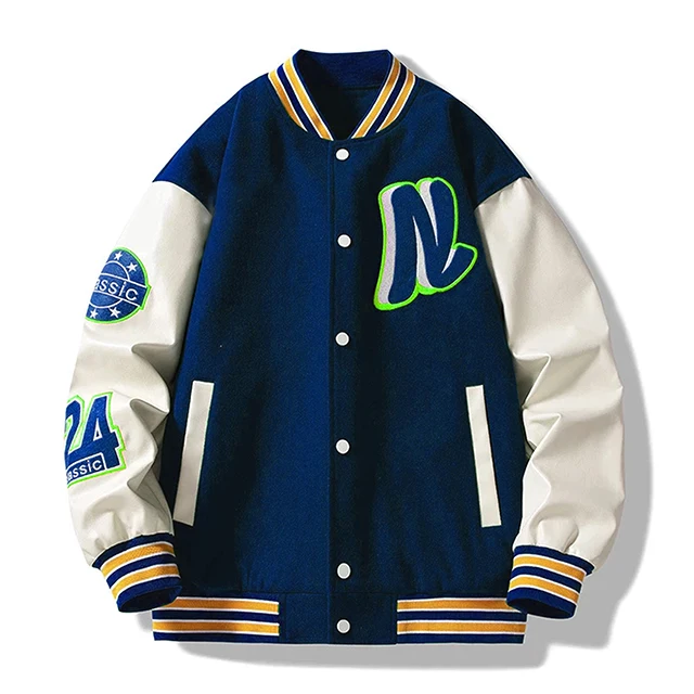 OEM high quality street wear over size wholesale fashion clothing college school varsity jacket