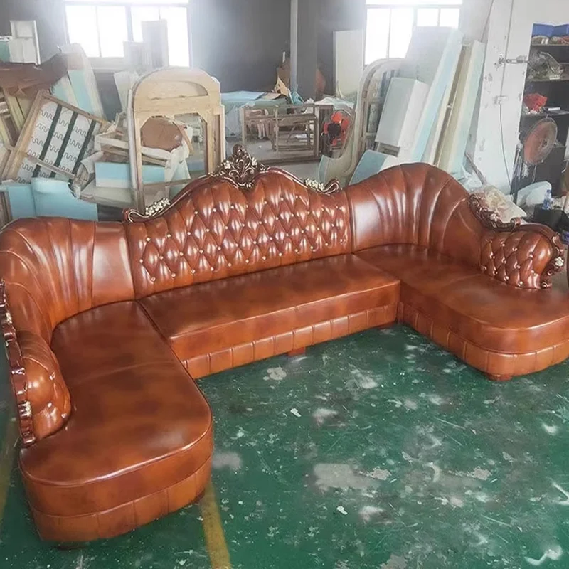 Beautiful Luxury Solid Wooden Sofa With High Quality Material Classic Antique Couch Sofa Set For Living Room CEFS053