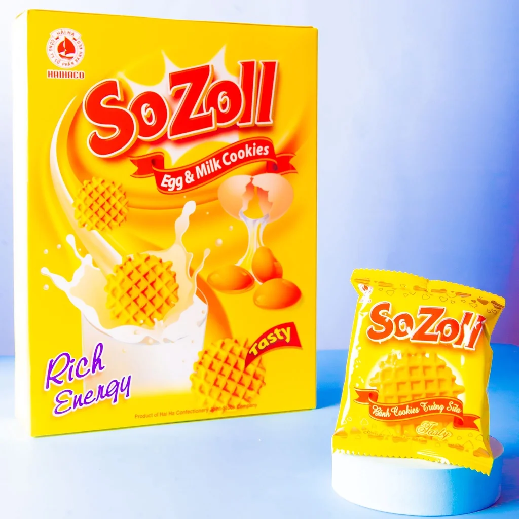 NEW ARRIVAL SUPER GOOD WAFFLE SOZOLL EGG & MILK COOKIES 300G FROM HAIHA CONFECTIONERY - VIETNAM