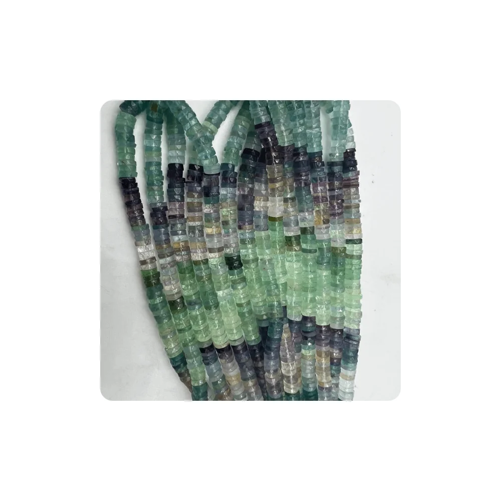 Bulk Natural Multi Fluorite Faceted Heishi Tier Shape Beads Size 8 to 10mm 14 Inches Strand Gemstone Wholesale Suppliers