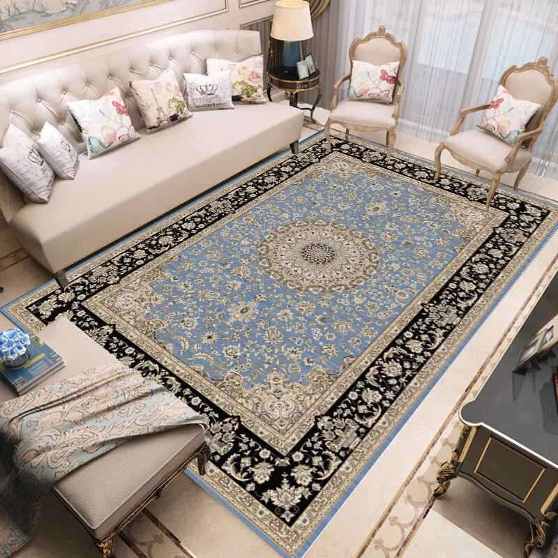 European-style Rugs Retro Ethnic Style Crystal Velvet Carpet Large Area Bedroom Carpets Simple Sofa Coffee Table Rug Living Room