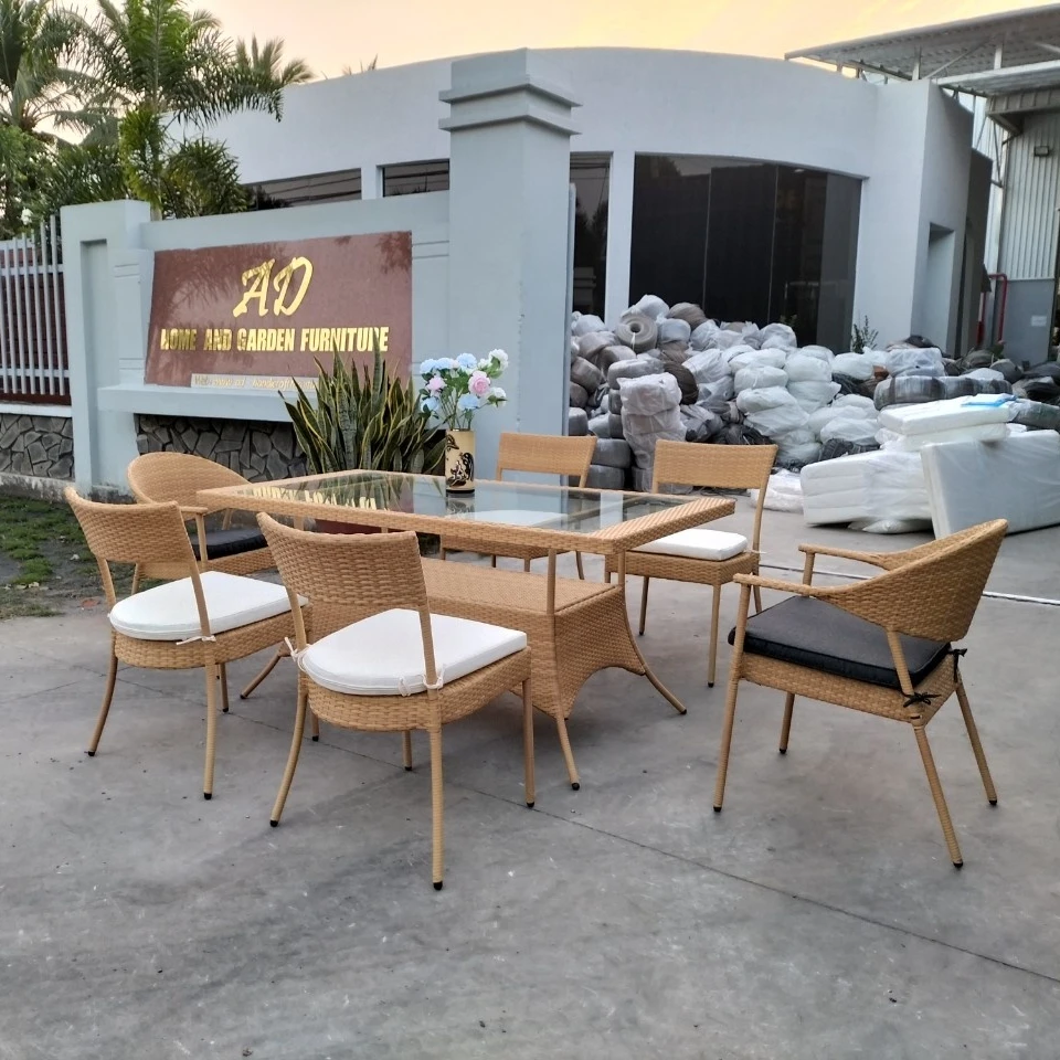 PRCF-167 Outdoor Coffee wicker rattan furniture factory leisure relaxing seating outdoor garden sets Dining set whole sale