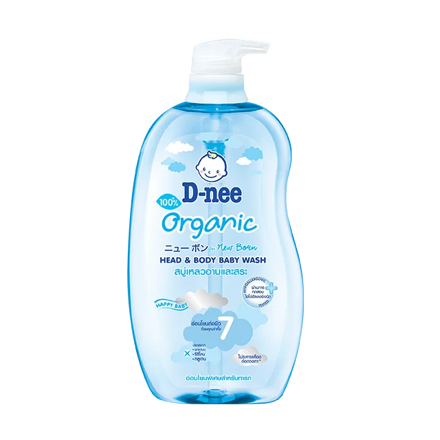 D-Nee Organic for Newborn Pure Head & Body Gel Baby Wash Soften Baby Extra Gentle for Babies with All 7 Qualities Bottle 800 ml