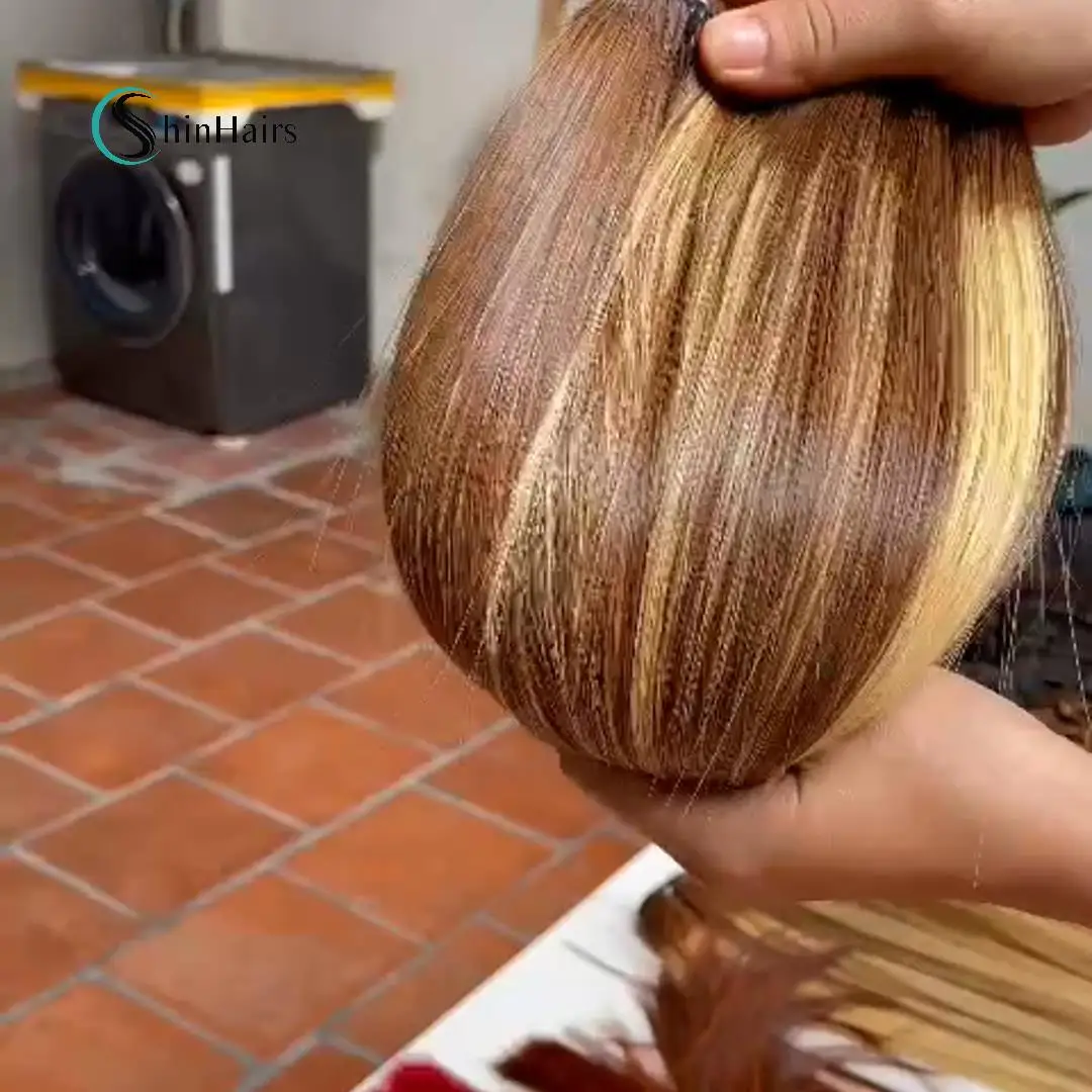 Bone Straight hair Weft and Closure Piano color 100% Human Vietnam hair single drawn or double drawn or super drawn