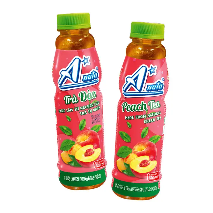 High Quality A*nuta Peach Tea Black Tea Drinks Iso Haccp cGMP Halal Packing Pet Bottles 500ml Manufacturer Vietnam