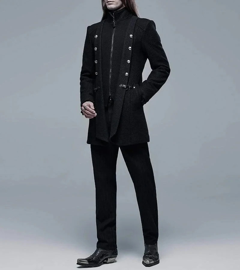 Men Gothic Coat Leather Hooded Medieval Gothic Retro Punk Long Sleeve Jackets Custom Gothic Wear