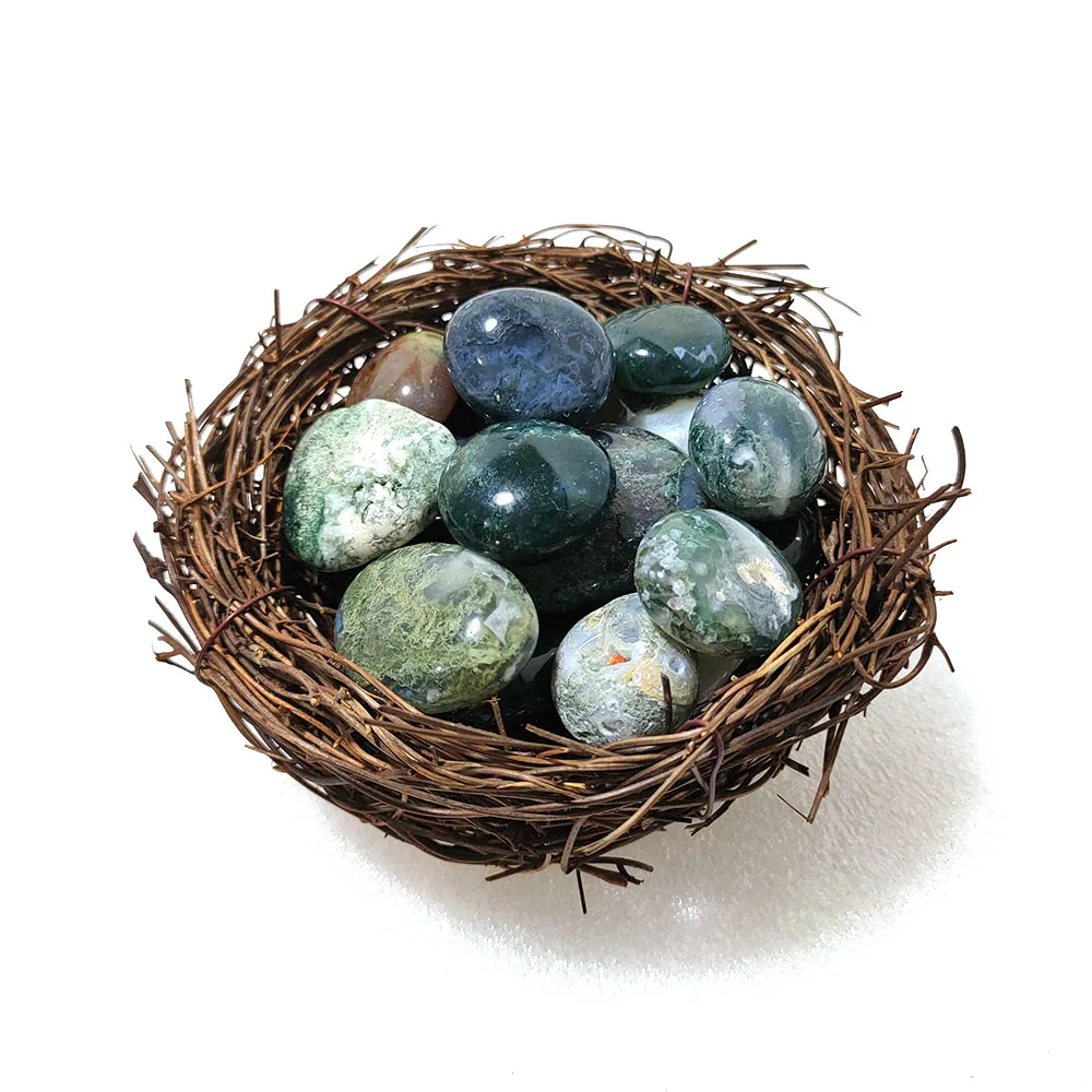 Moss Agate Crystal Tumble Wholesale High Quality Moss Agate Healing Tumbles Stones For Home Decoration