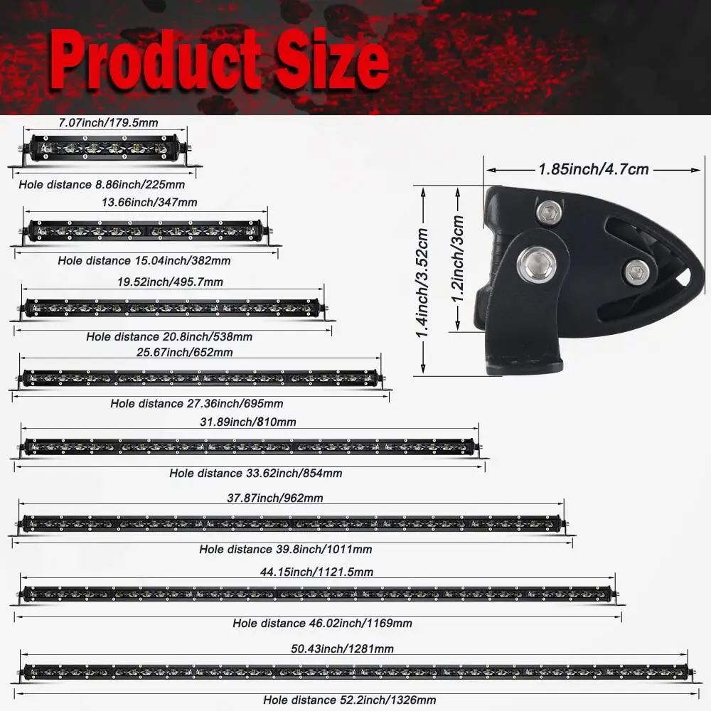 7/12/22/20 Inch Offroad LED Light Bar Spot Beam Truck Work Lights Led Bar Fog Lamp for 4WD ATV Tow Truck Cars Accessories