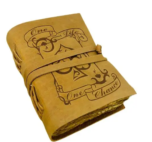 Vintage Embossed A6 Notebook Hardcover Business Journal & Sketchbook Calligraphy Deckle Edge Cotton Paper for School & Gifting