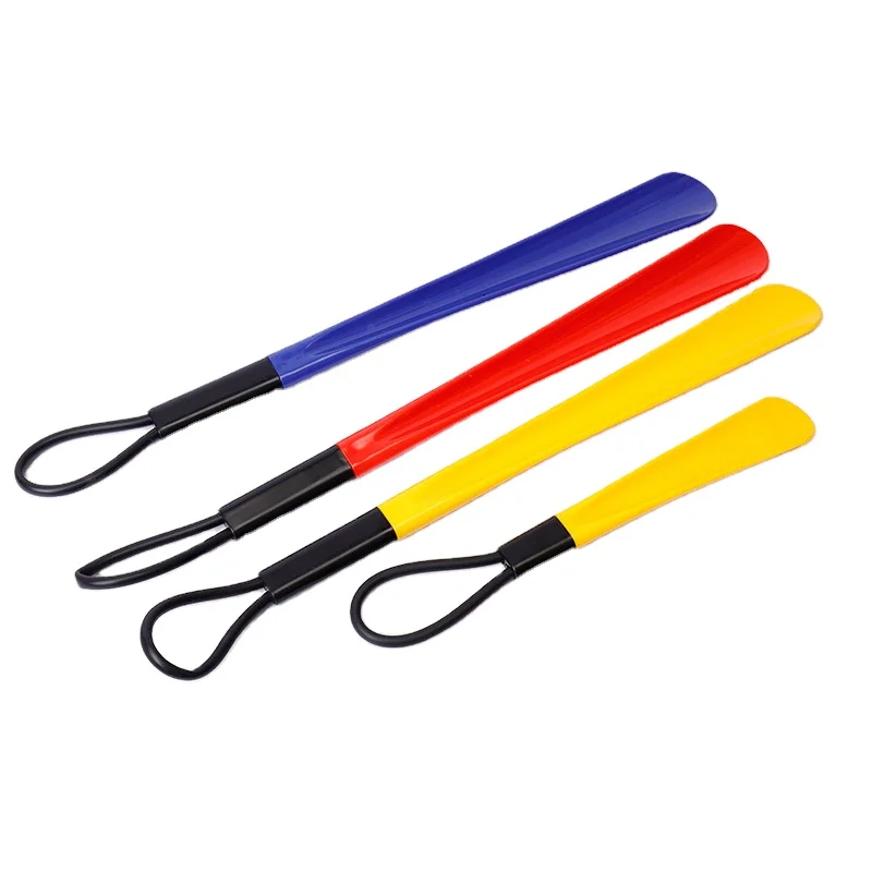 Colorful loop handle shoehorn, men women children shoe lifter help wear shoes plastic shoe horn customized logo- PH09AE
