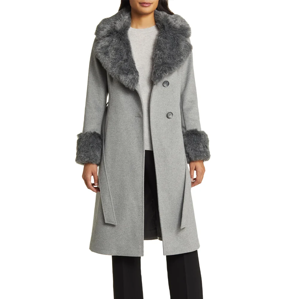 2024 Fall Winter New Solid Single-Breasted Paneled Hem Split Long-Sleeved Women Jacket Lady Coat With Quality