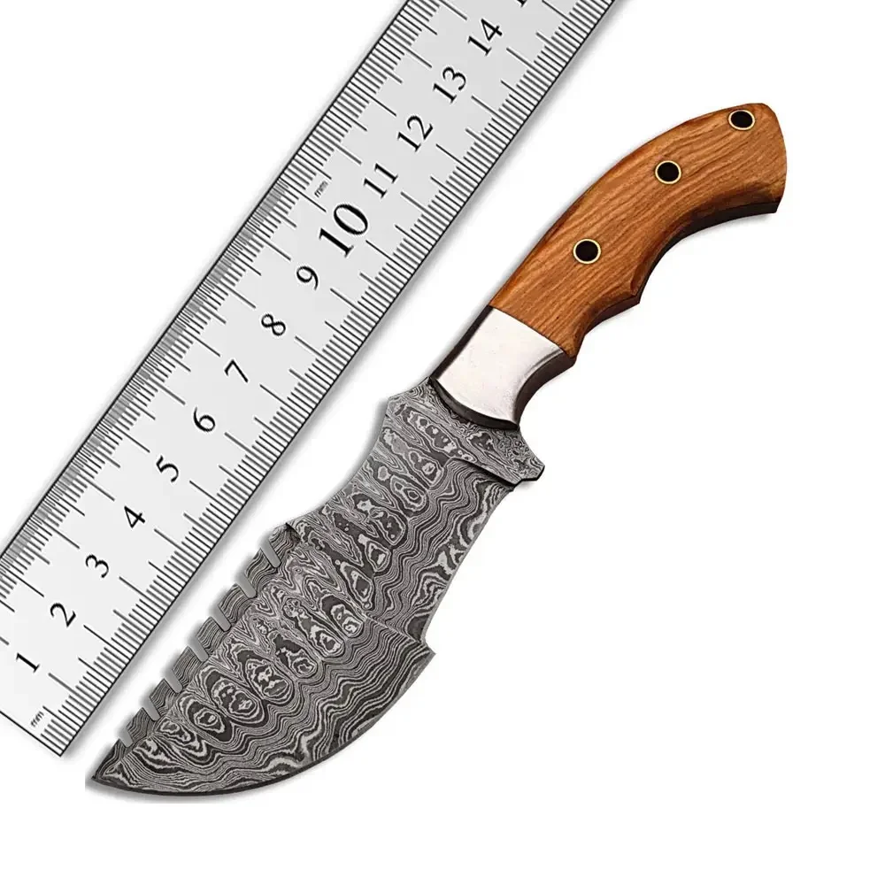 Best Quality Damascus Tracker Knife Custom Handmade Damascus Steel Hunting tracker Knife With Wood Handle