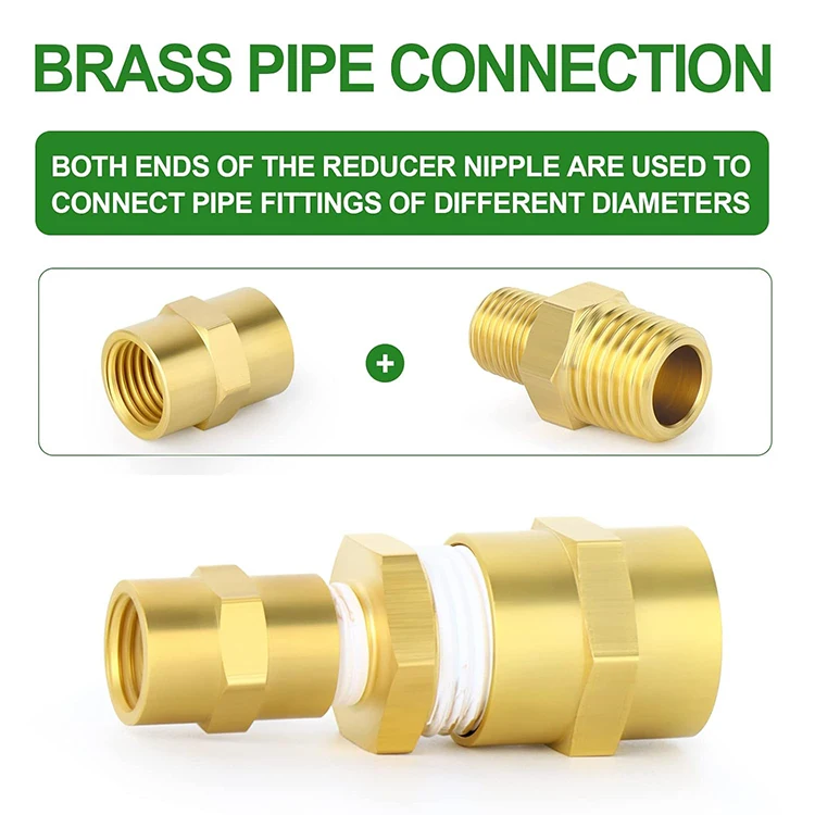 Nice Quality NPT Brass Pipe Fitting  Male Reducing Hex Nipple Adapter Connector