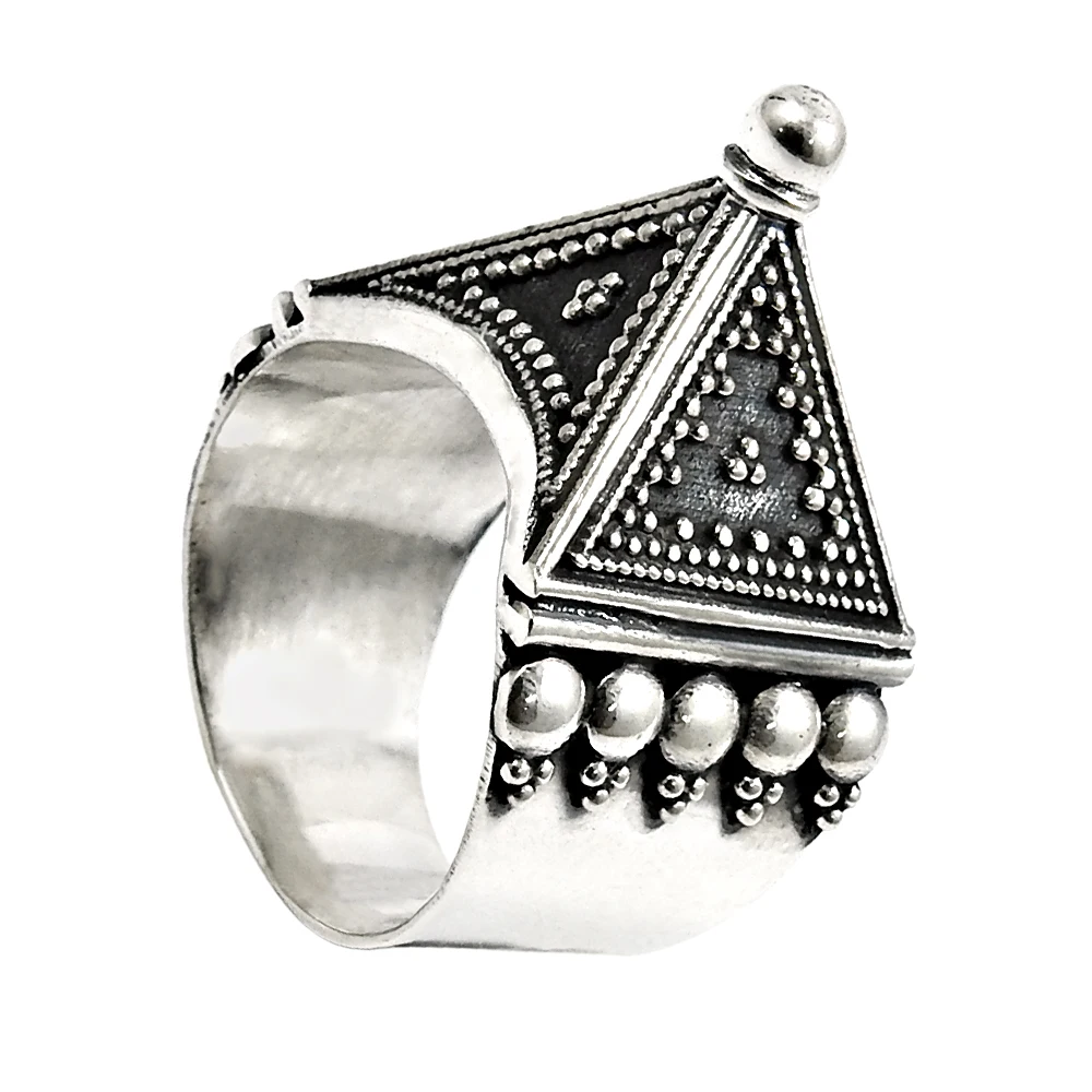Solid 925 Silver Pyramid Design Party Wear Ring For Women Girl Oxidized Handmade Rings Trendy Classic Hot Selling Ethnic Jewelry