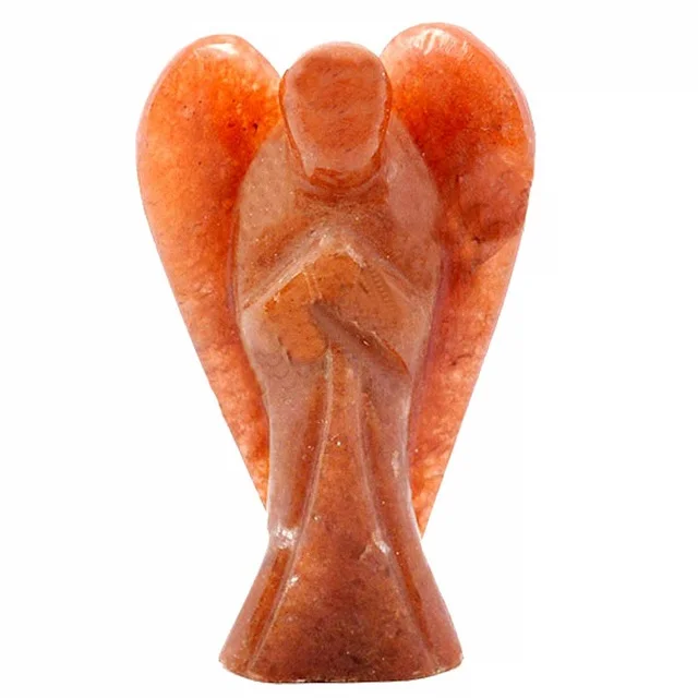 wholesale Natural gemstone Red Aventurine 1inch Carved Handmade Crystal angel crystal healing stone angels for sale