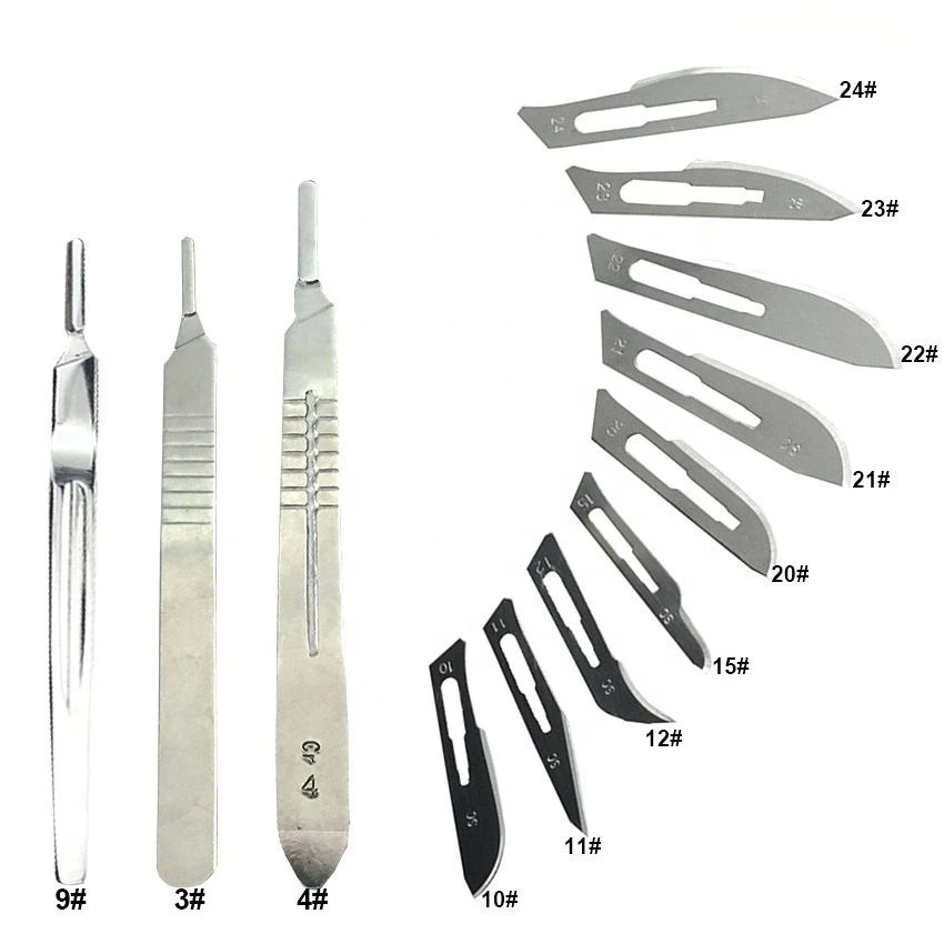 Medical Reusable Scalpels, CE PK Handle, Scalpel Car Instruments with Scale #4, Manual