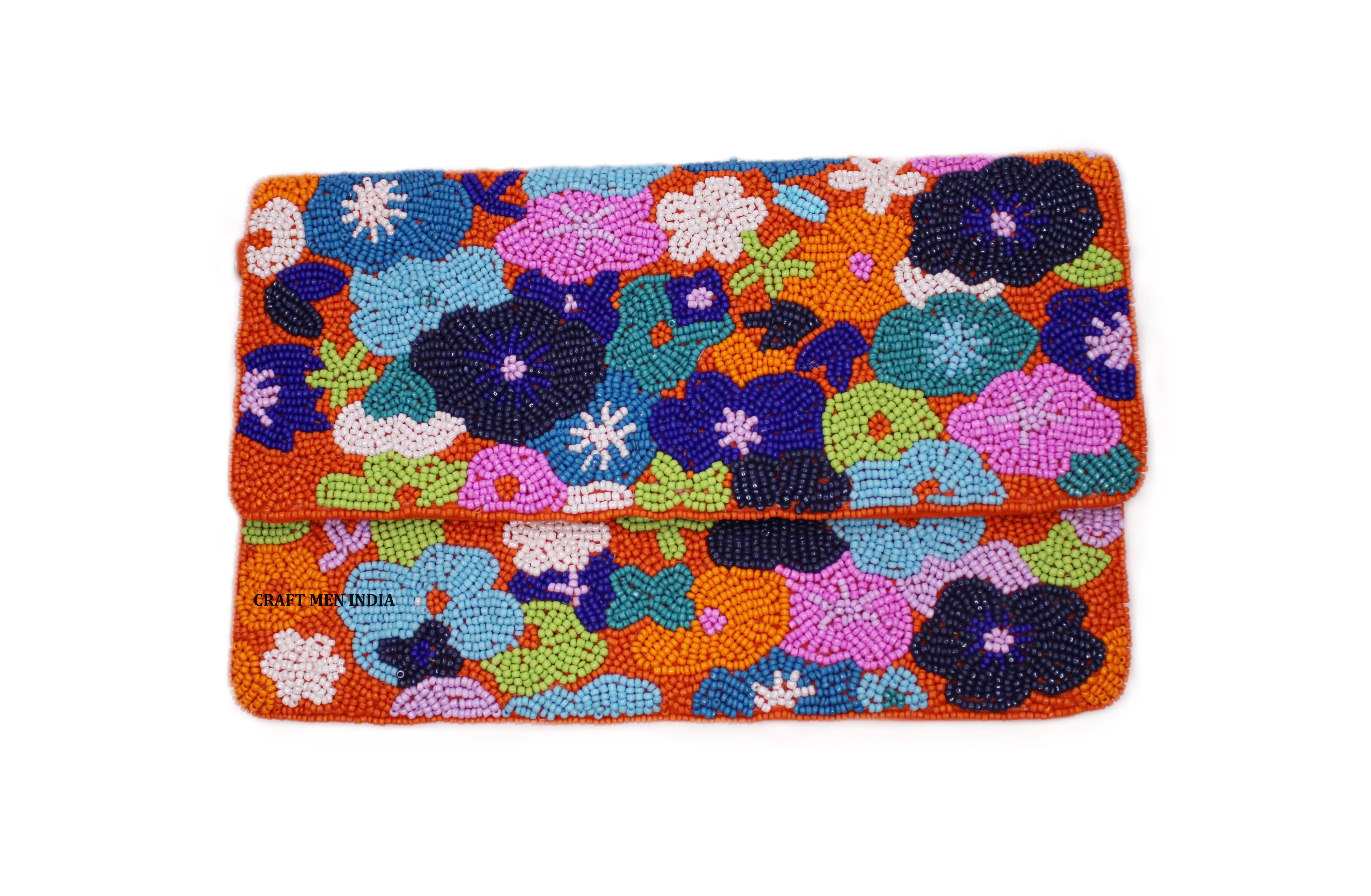 Floral Trend Themed Luxury Clutches High Quality Indian Handmade Beadwork ladies handbags Beaded clutch with intricate beadwork