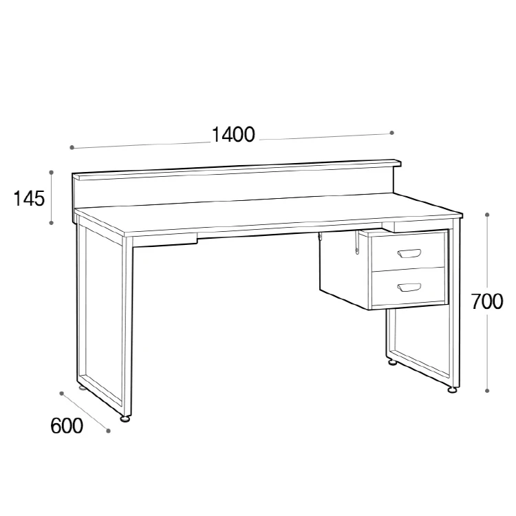 Contemporary furniture european american modern fashion wooden black metal square frame home desk